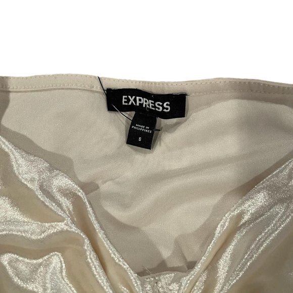 Express Velvet Cream Coquette Long Sleeve Top - Picture 3 of 5